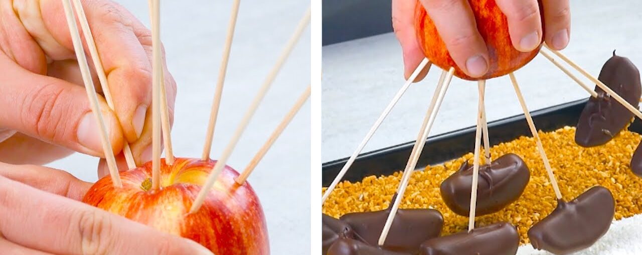 Mergulhe a maçã nas avelãs e no coco e se prepare para uma obra-prima!